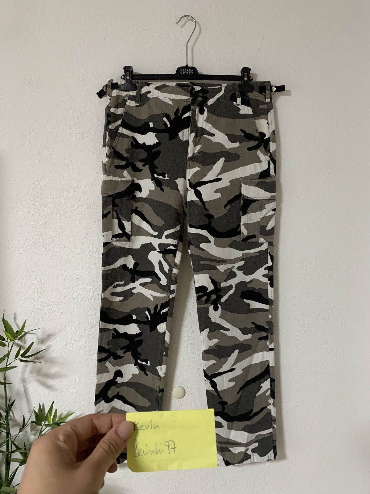 image of Balenciaga White Snow Camo Cargo Pants, Men's (Size 34)