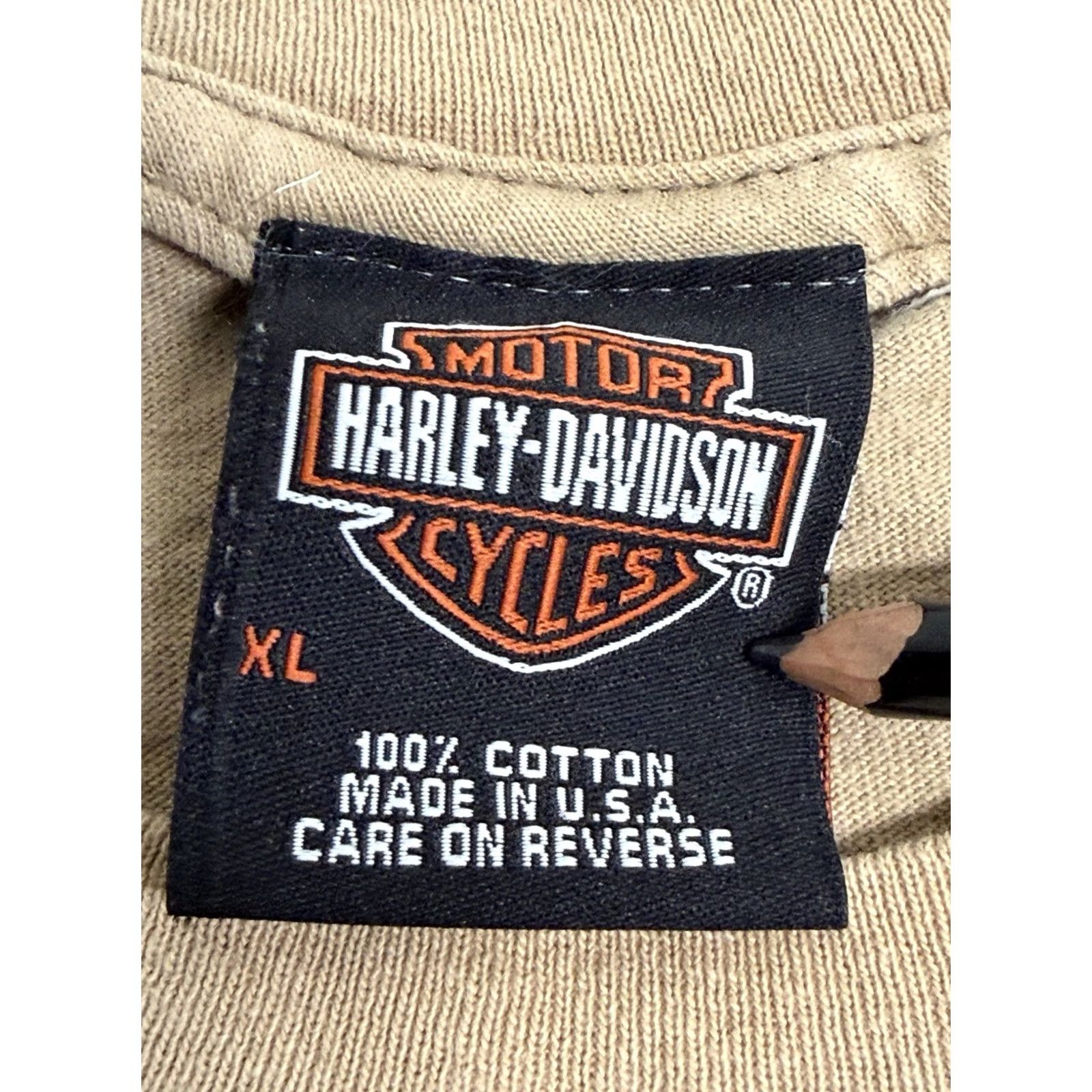 Harley Davidson VINTAGE Harley-Davidson Eagle T-Shirt XL Beige Crew Neck Men Size US XL / EU 56 / 4 - 6 Thumbnail