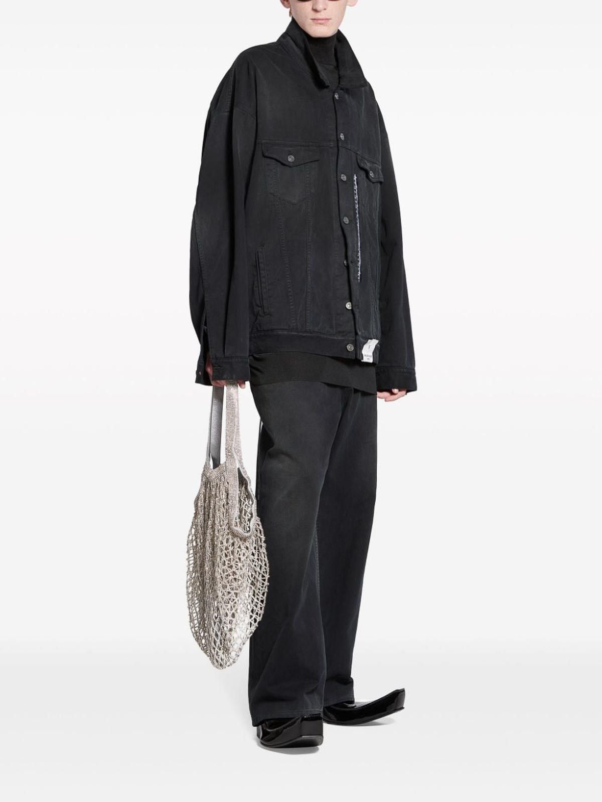 Balenciaga o1w1db11225 Denim Size Sticker Jacket in Black Size US XXL / EU 58 / 5 - 4 Thumbnail
