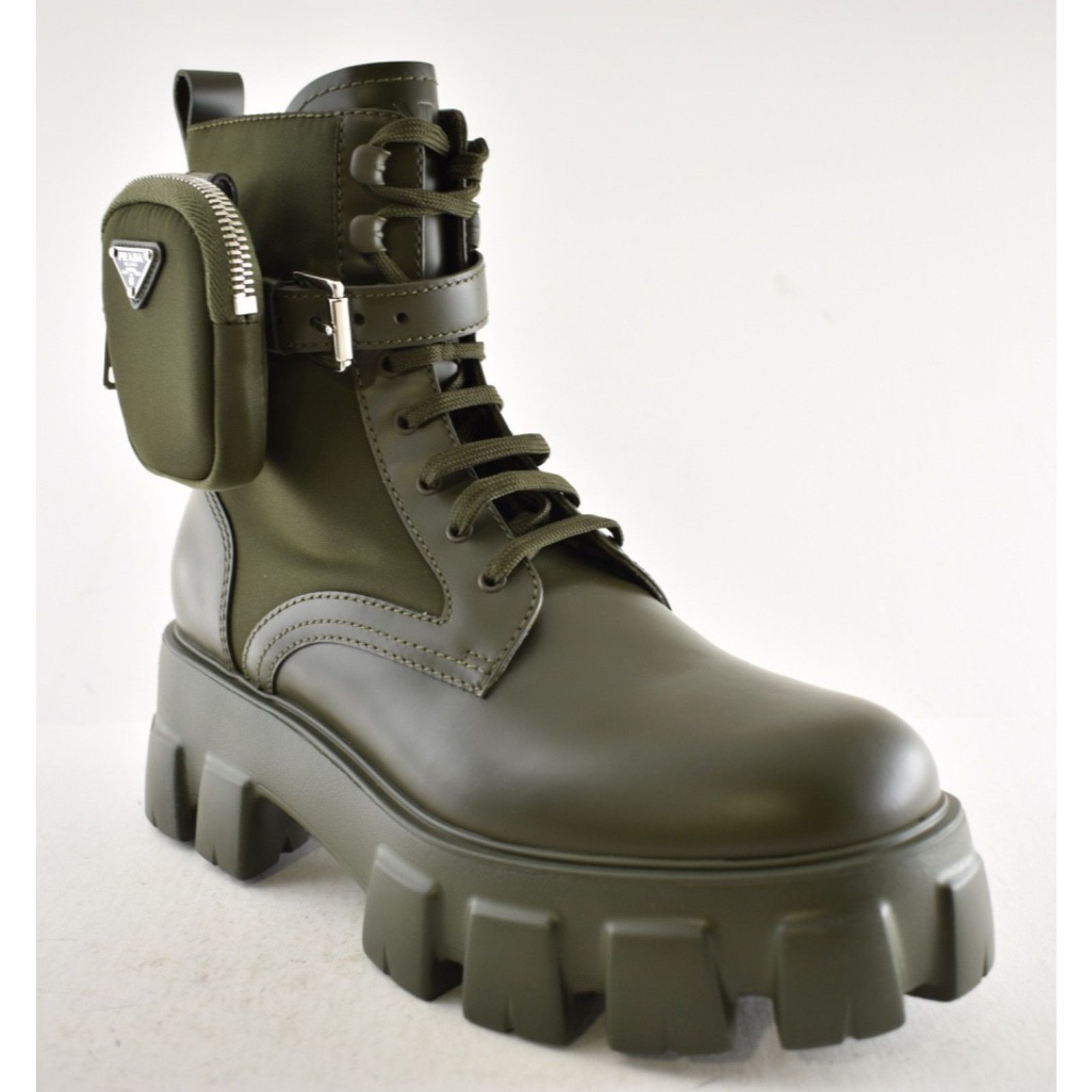 Prada Prada Monolith Green Leather Nylon Pouch Combat Boot 40 Size US 10 / IT 40 - 6 Thumbnail