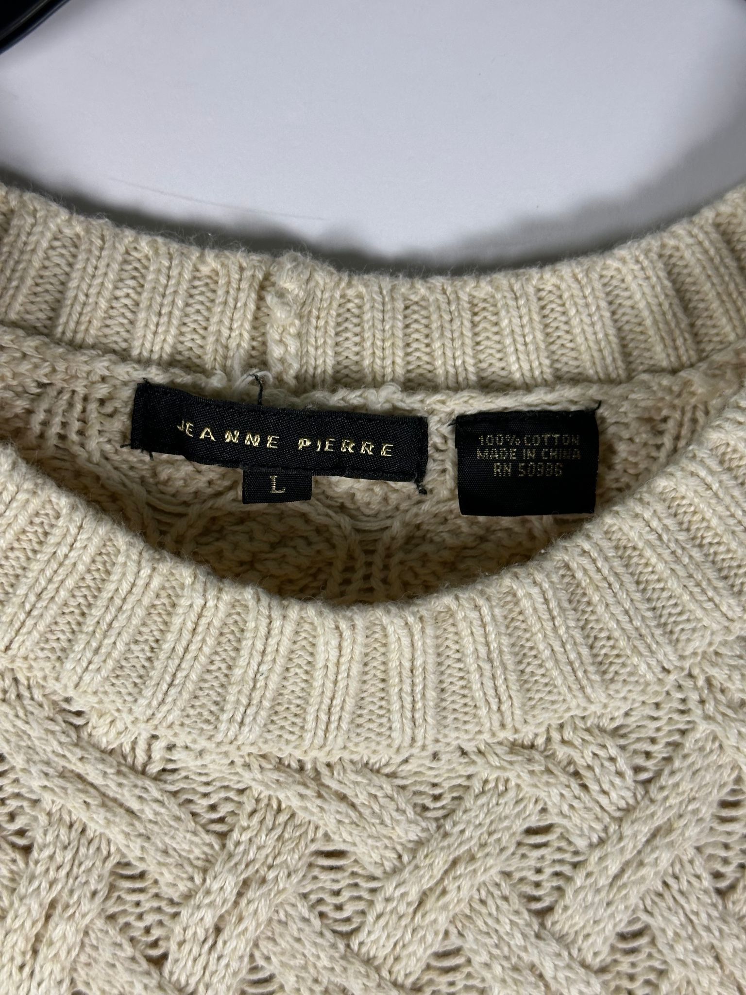 Other Jeanne Pierre Sweater Women L Cream Cable Knit Tunic Pocket Size L / US 10 / IT 46 - 4 Thumbnail