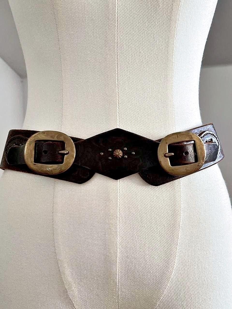 Hollywood Trading Company Hollywood Trading Company brn double buckle ranger belt - 34 Size ONE SIZE - 1 Thumbnail
