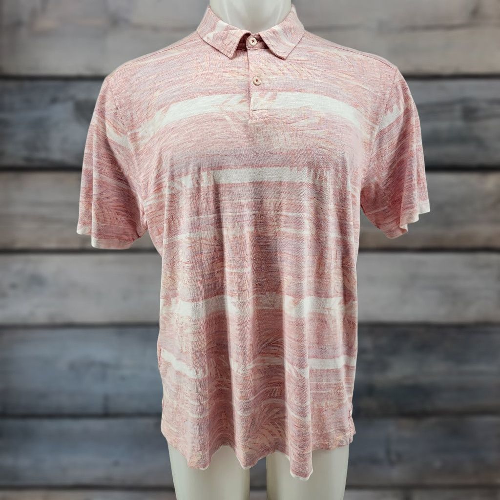 Tommy Bahama Tommy Bahama Polo Pink Mens Size Large 1/4 Button Shirt Casual Hawaiian Bahamas Vacation Beach Golf Short Sleeve Pattern Palm Trees 90s? Size US L / EU 52-54 / 3 - 1 Thumbnail