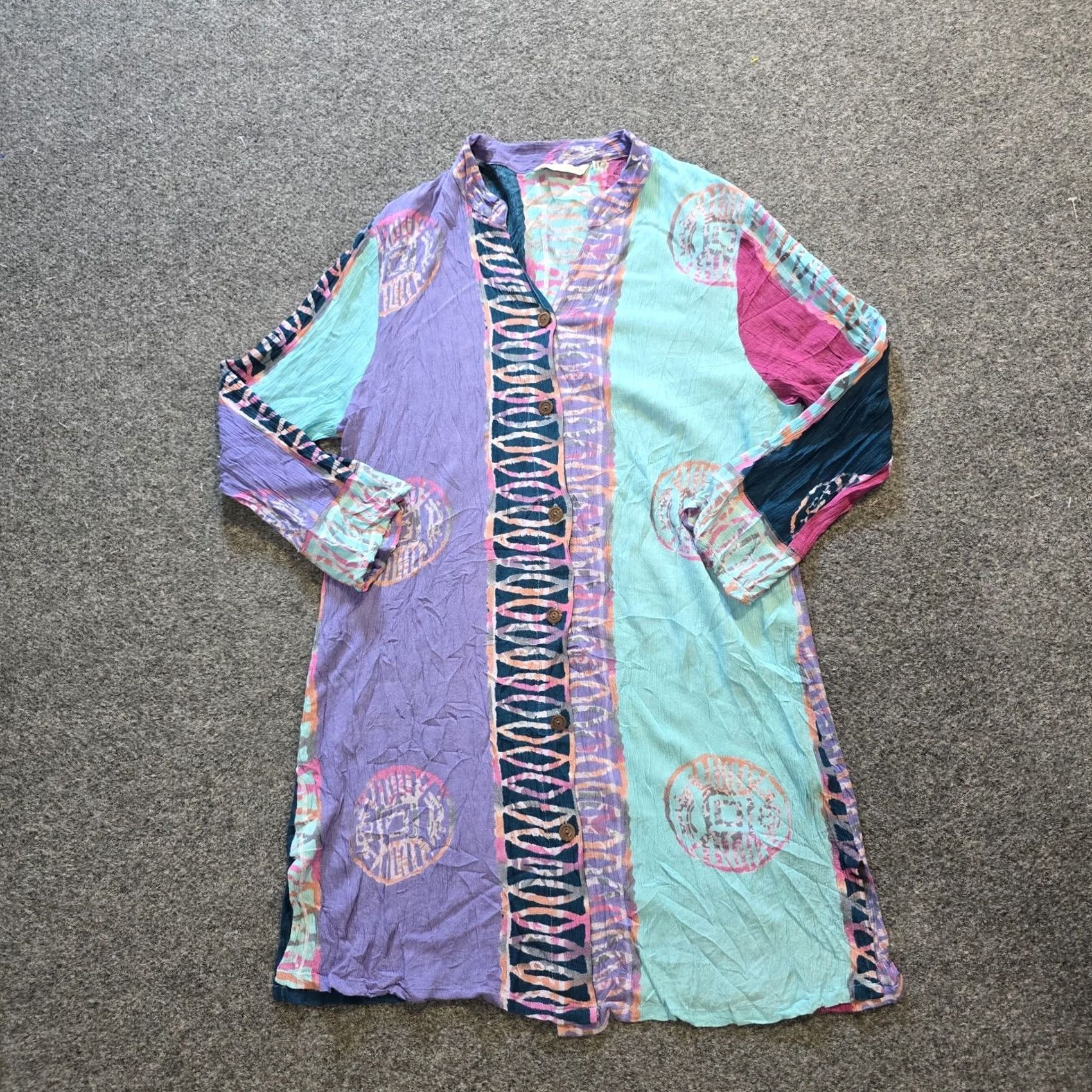 Soft Surroundings Soft Surroundings Top Women L Tall Purple Button Up Texture Boho Casual Blouse Size L / US 10 / IT 46 - 2 Thumbnail