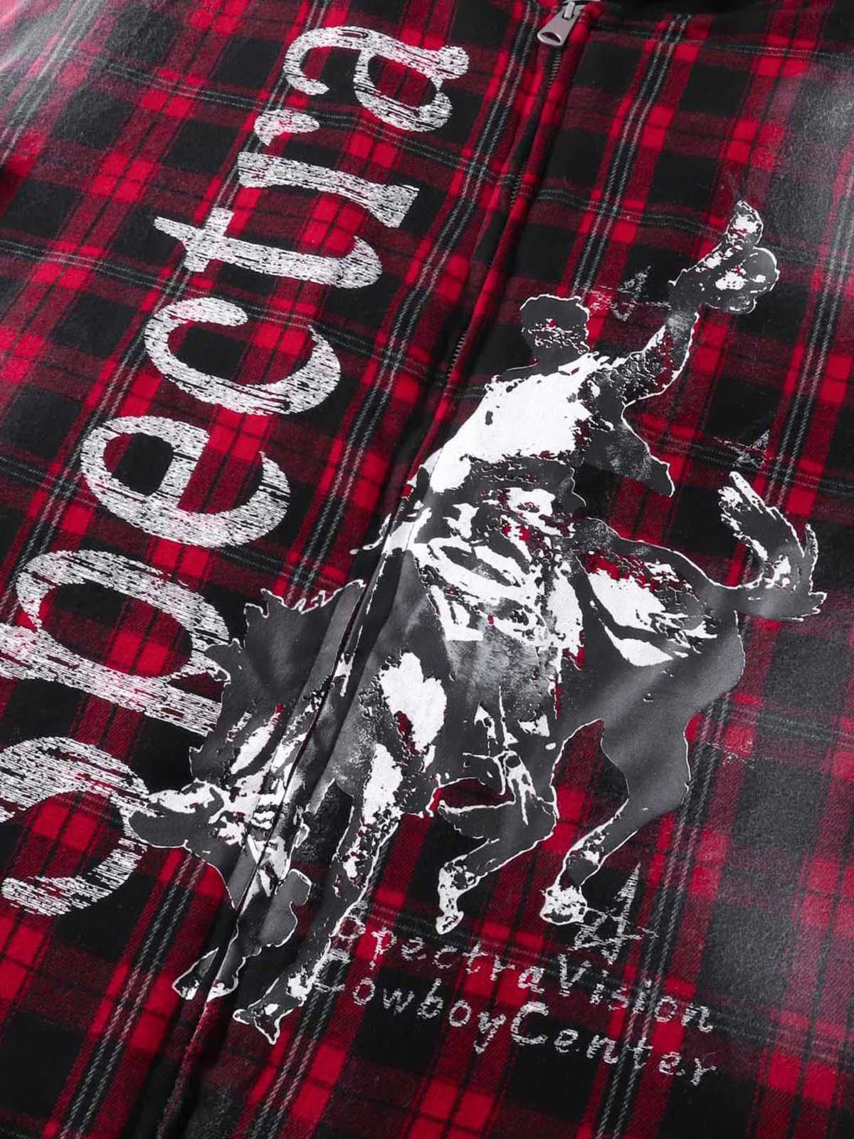 Japanese Brand Dark Plaid Hooded Quilted Jacket Size US M / EU 48-50 / 2 - 7 Thumbnail