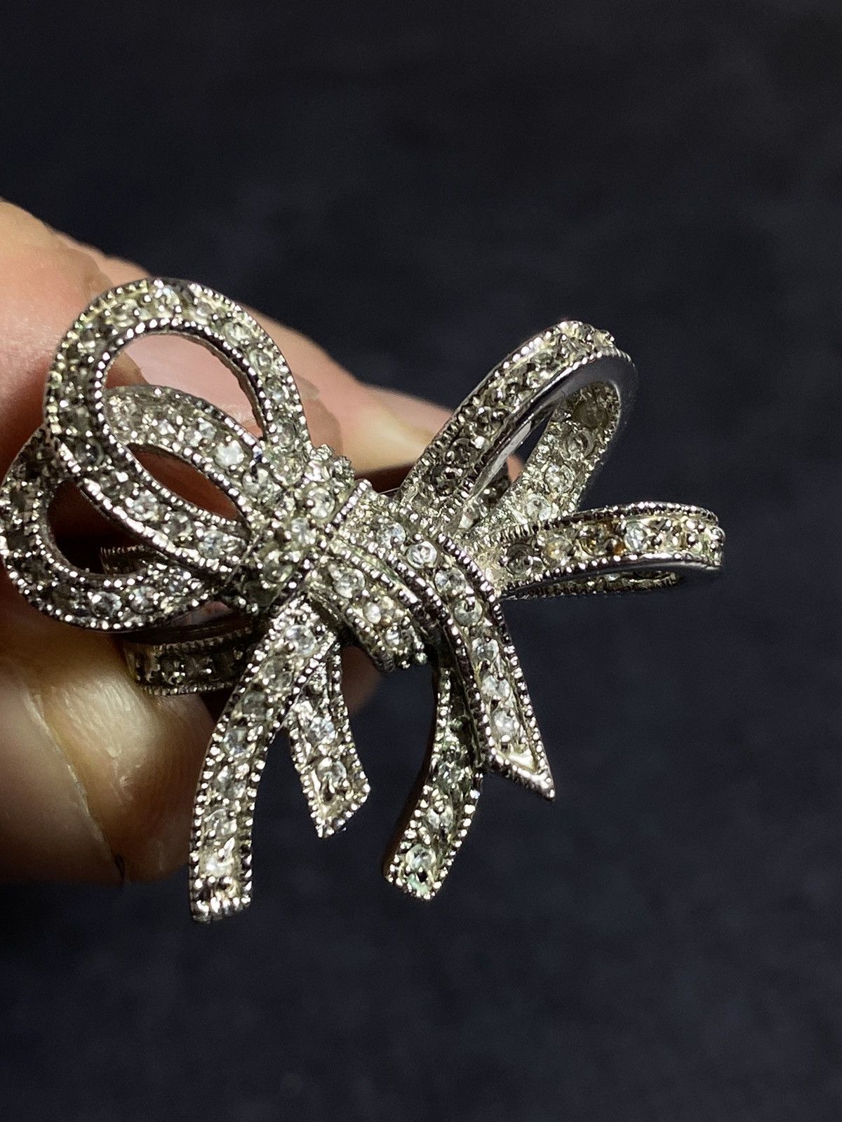 Jewelry Vintage Rhinestone Bow Statement Ring Adjustable Size ONE SIZE - 4 Thumbnail