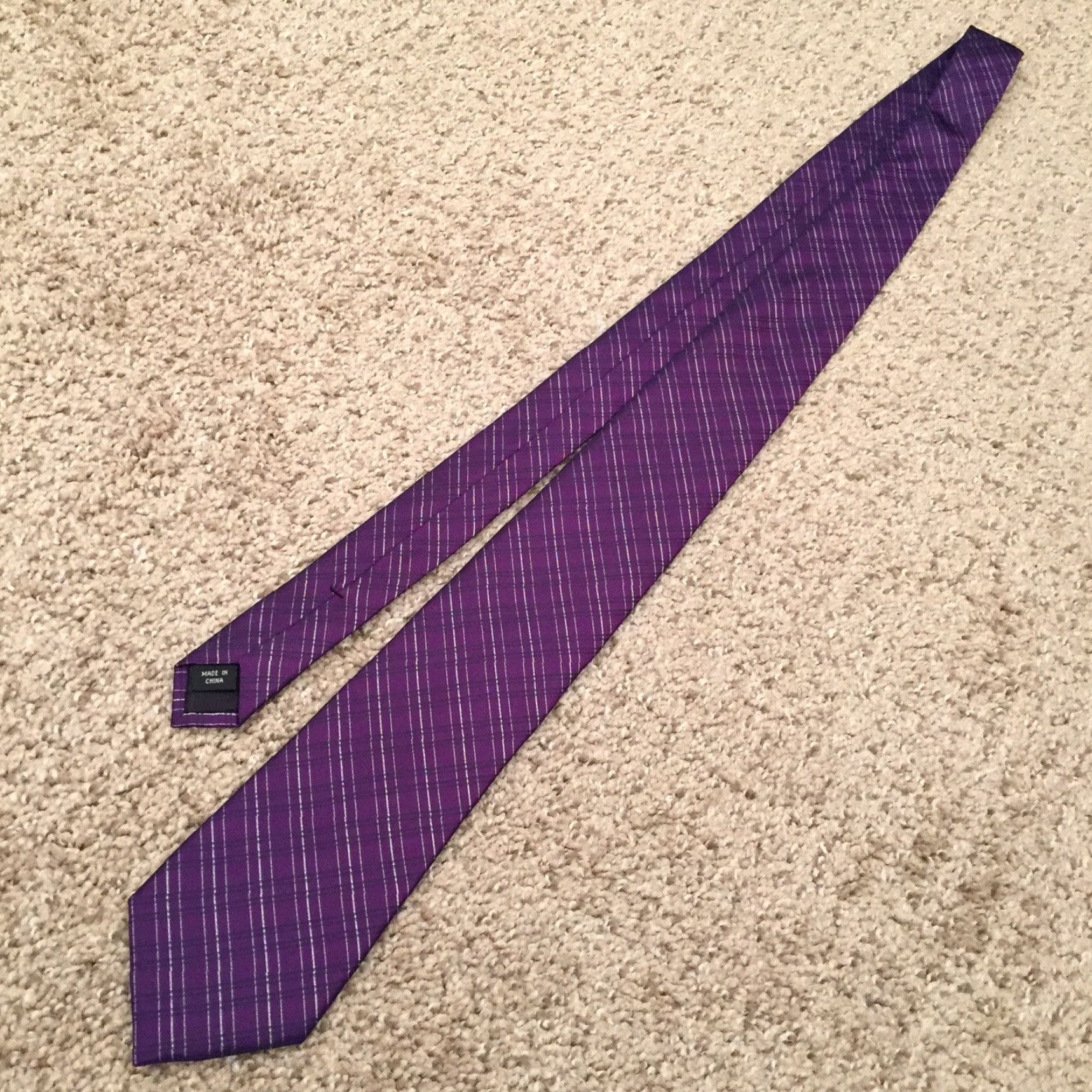 Calvin Klein Calvin Klein Tie 100% Silk Purple Silver Plaid Classic Men Size ONE SIZE - 2 Thumbnail