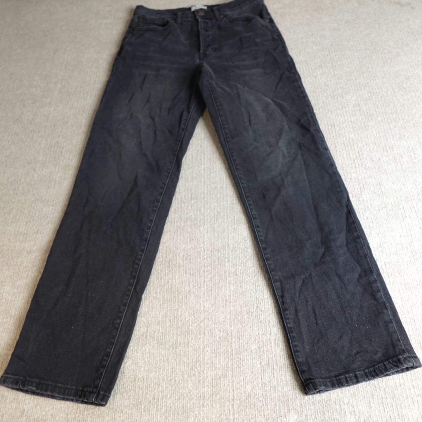 Madison Oliver Logan Womens Jeans 28 Black Madison Wide Leg Button Fly Denim Cotton Spandex 5-Pocket Womens Jeans Size 28" / US 6 / IT 42 - 2 Thumbnail