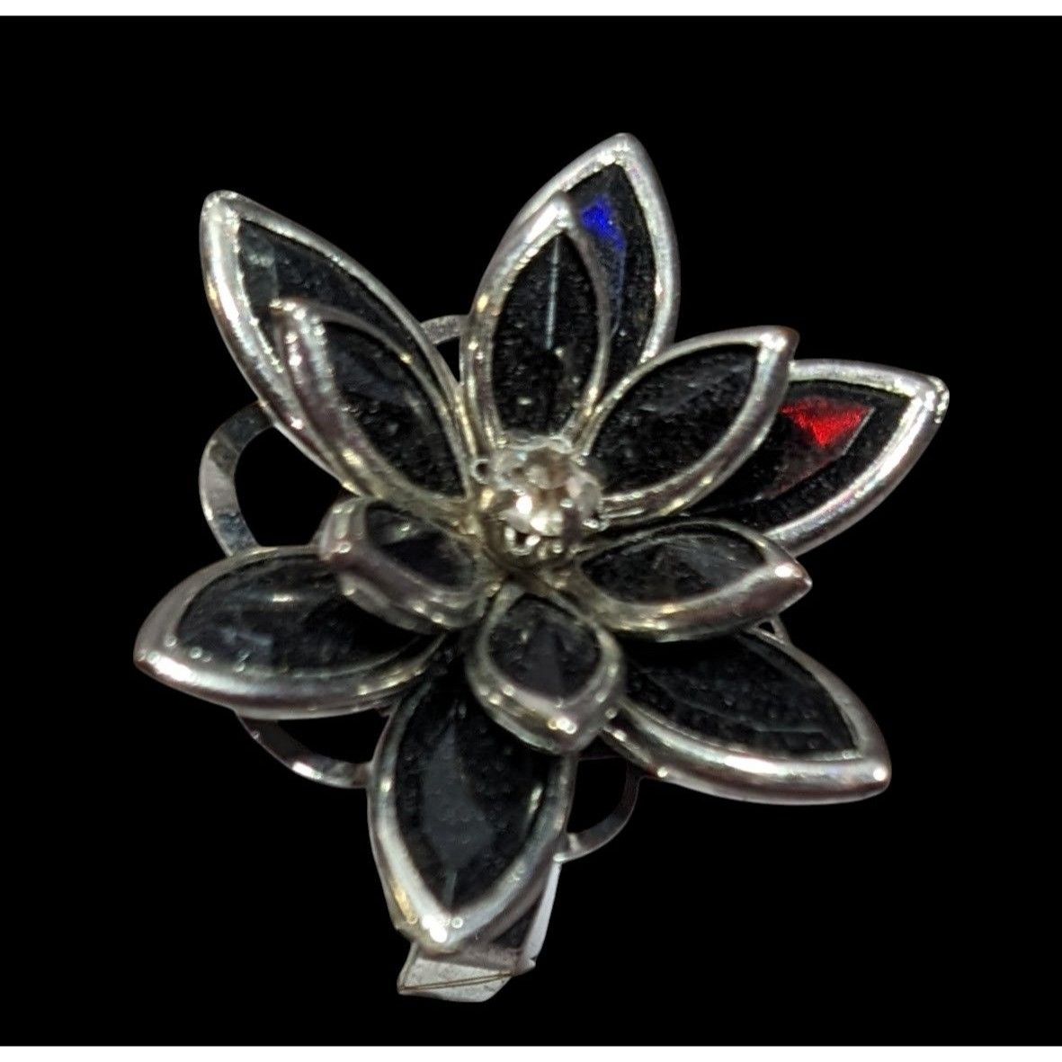 Other Gothic Floral Black And Silver Tone Adjustable Ring Size 7 1 Size ONE SIZE - 2 Thumbnail