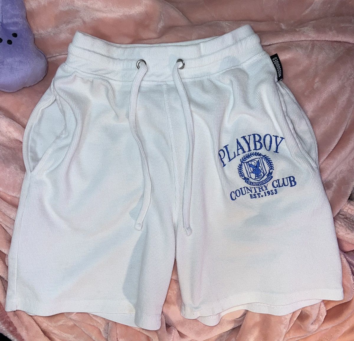 Asos Playboy Missguided sports co-ord waffle country club shorts Size 27" / US 4 / IT 40 - 3 Thumbnail