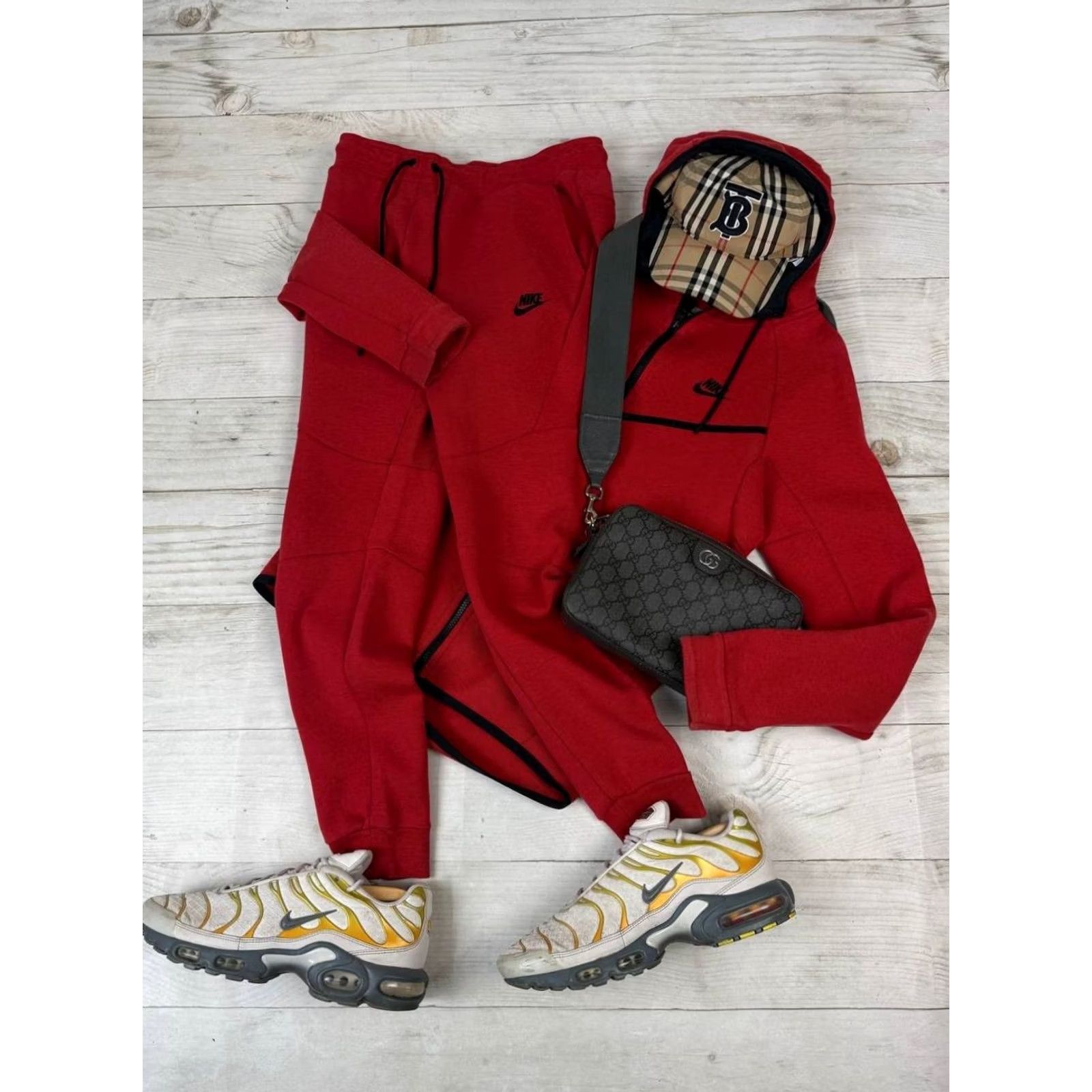 Nike Nike Tech Fleece Tracksuit Hoodie And Patns Full Zip Drill Men Size S Red Black Hoodie Mens S Size US S / EU 44-46 / 1 - 2 Thumbnail