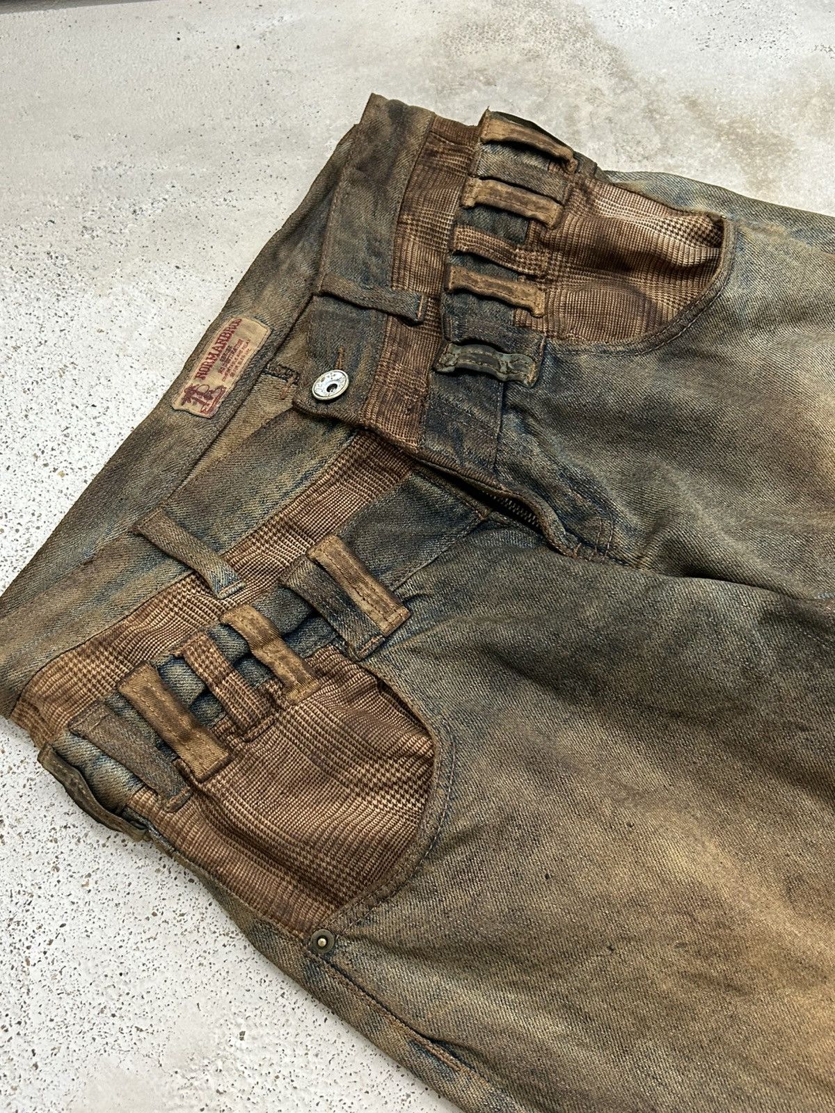 GOSTAR DE FUGA Vintage Normanbros Japan Double Waist Mud Washed Dirty Size US 31 - 9 Thumbnail