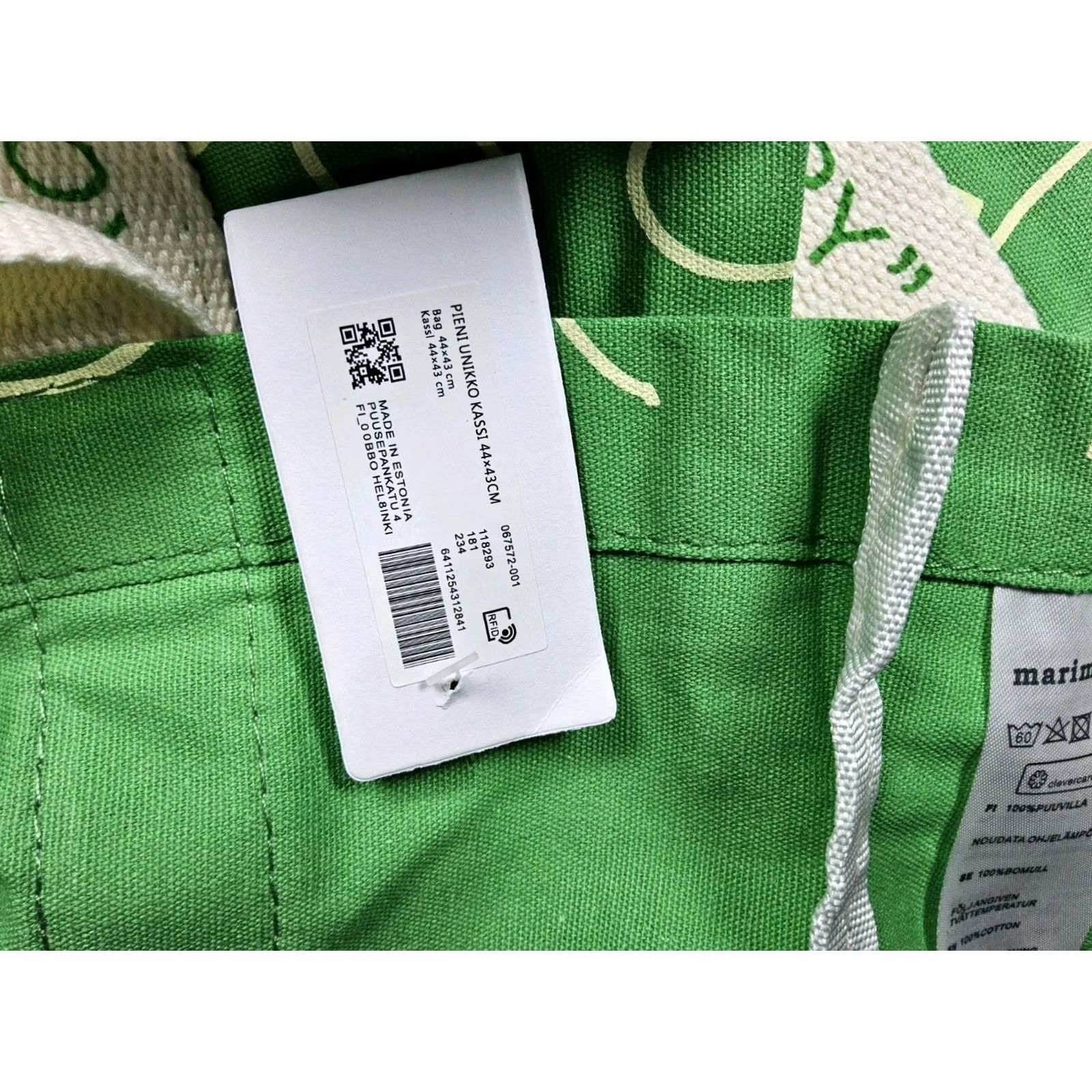 Marimekko Marimekko Pieni Unikko Kassi 60th Anniversary Limited Tote Bag Canvas Green Tote Unisex Adults 16in x 16in - Pattern Varies Size ONE SIZE - 6 Thumbnail