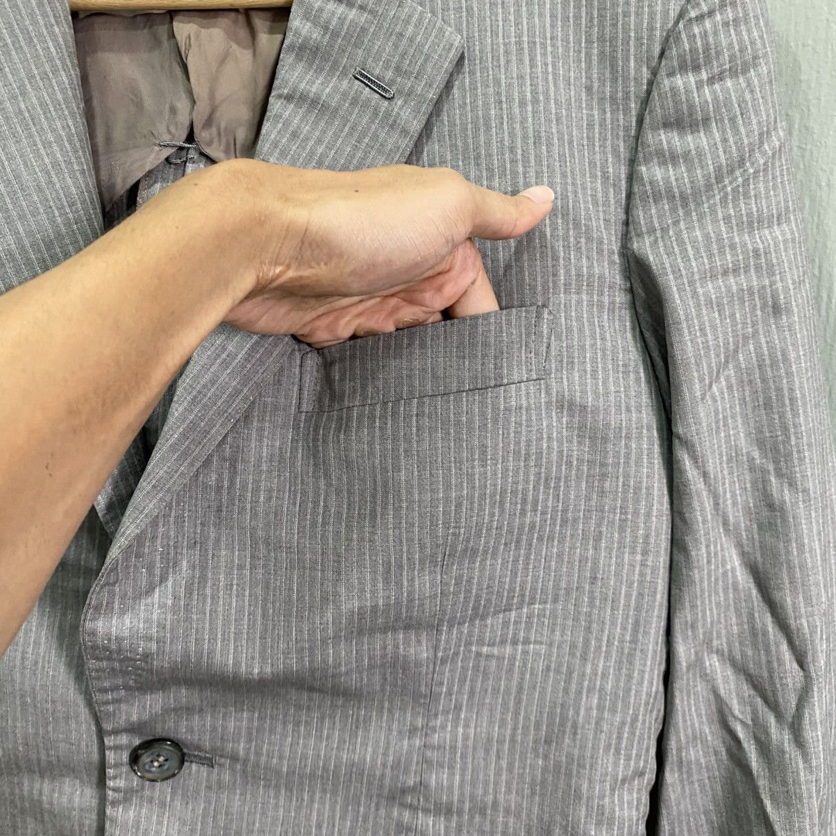 Loro Piana Loro Piana Fabric Pinstripe Wool Silk Blazer Jacket - Grey Size US S / EU 44-46 / 1 - 11 Thumbnail
