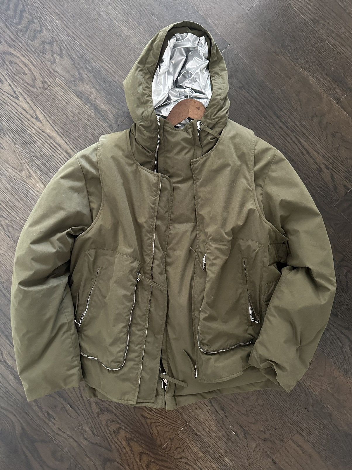 Helmut Lang Helmet Lang Green Cotton Nylon Puffer Jacket | Grailed