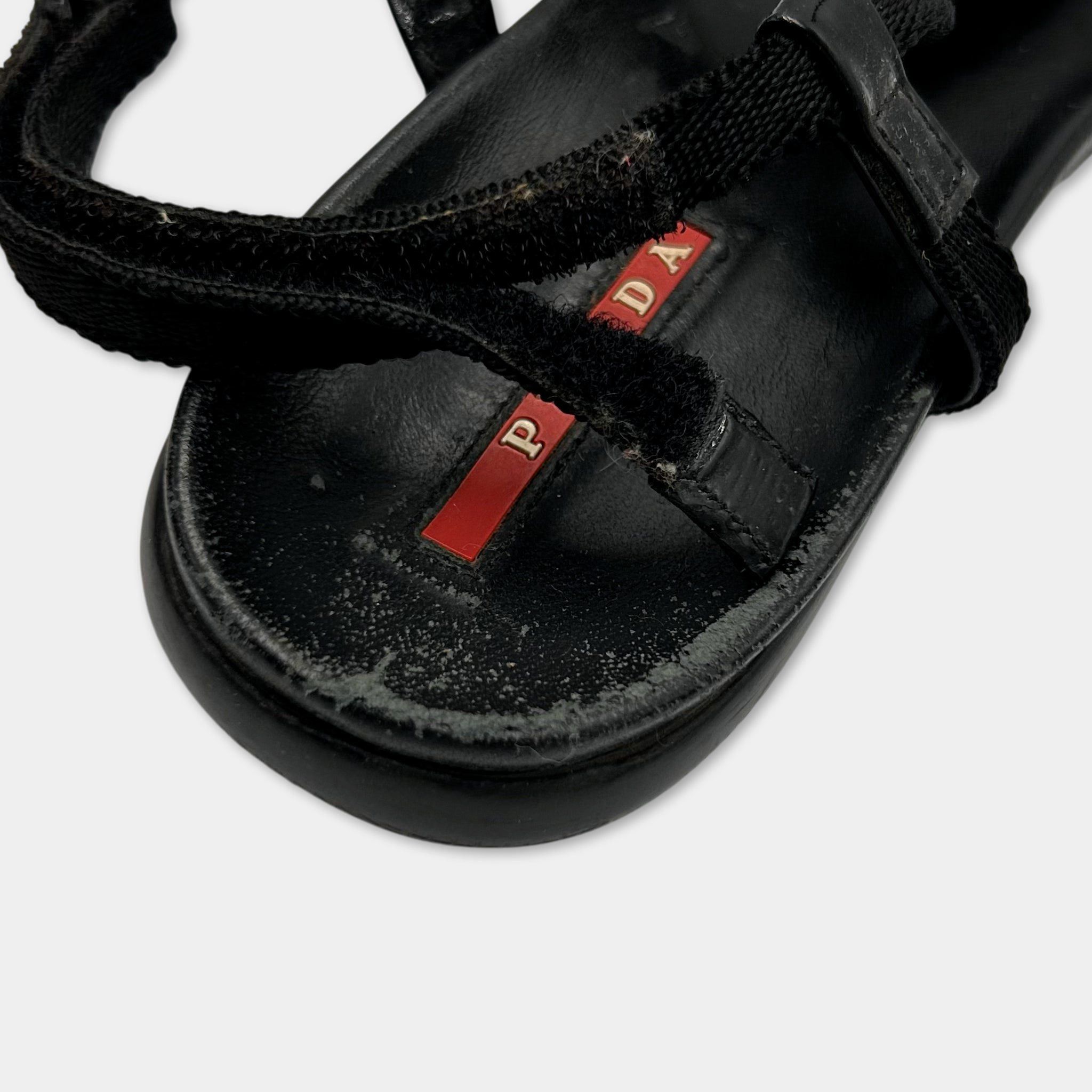 Prada Prada Black Nylon Sandals Size US 8 / IT 38 - 4 Thumbnail