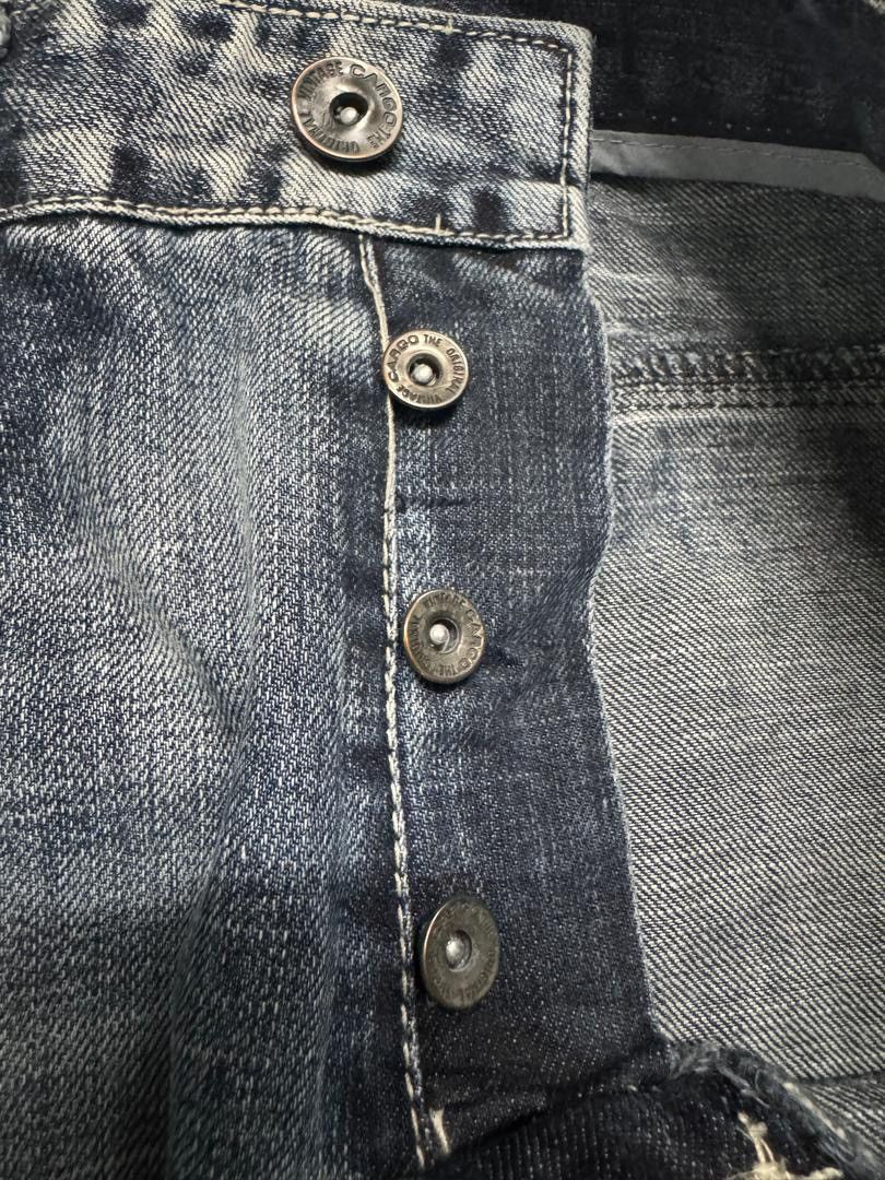 Tornado Mart Vintage 90s Style Japanese Denim Washed Distress Double knee Size US 31 - 9 Thumbnail