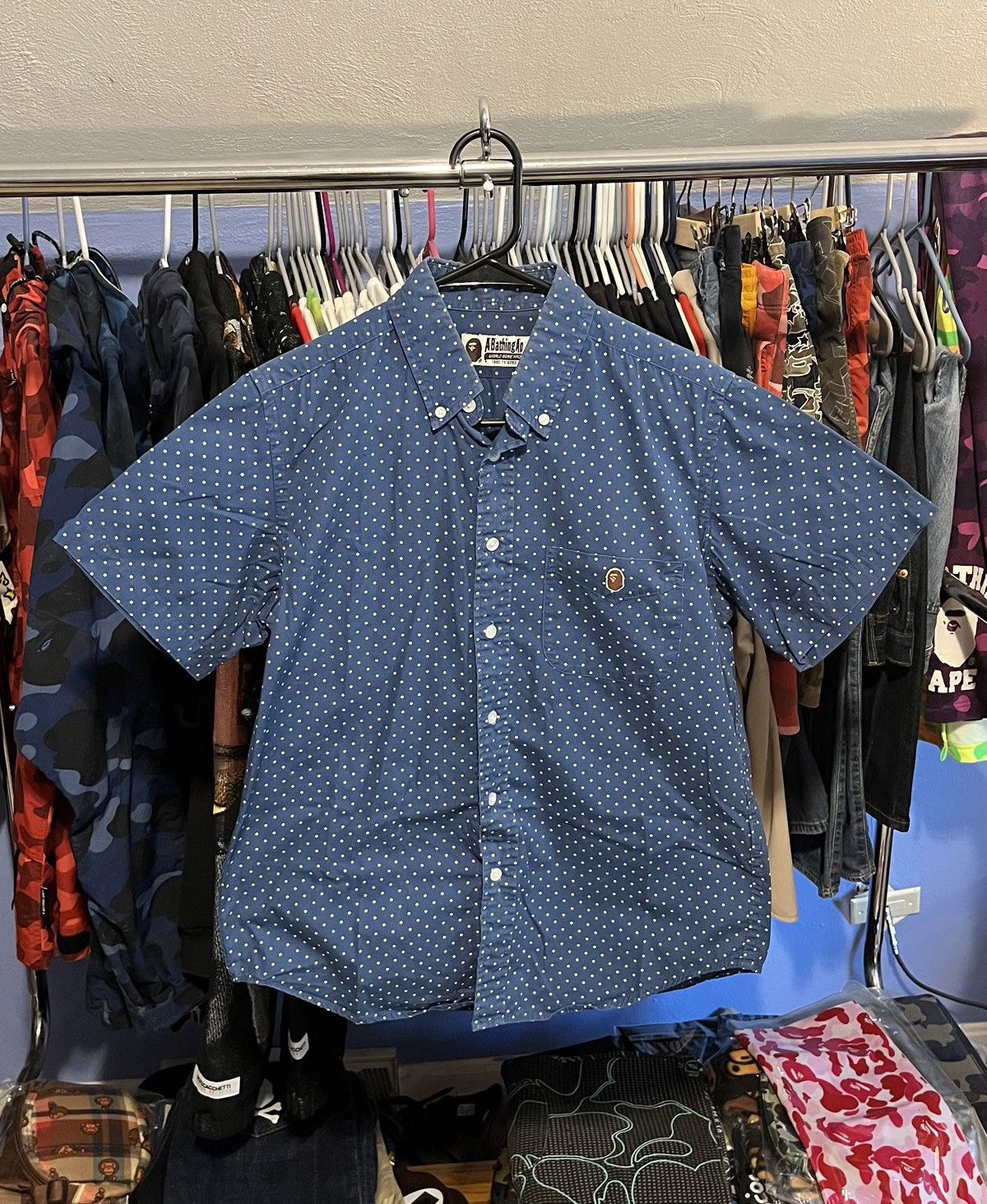 Bape Dot Button Up S/S Shirt Size US M / EU 48-50 / 2 - 1 Thumbnail