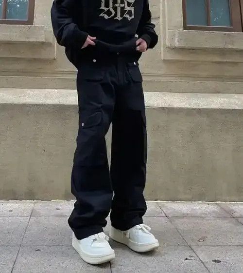 Japanese Brand Cargo Pants Black- Korean Streetwear Style Pants Size US 32 / EU 48 - 4 Thumbnail