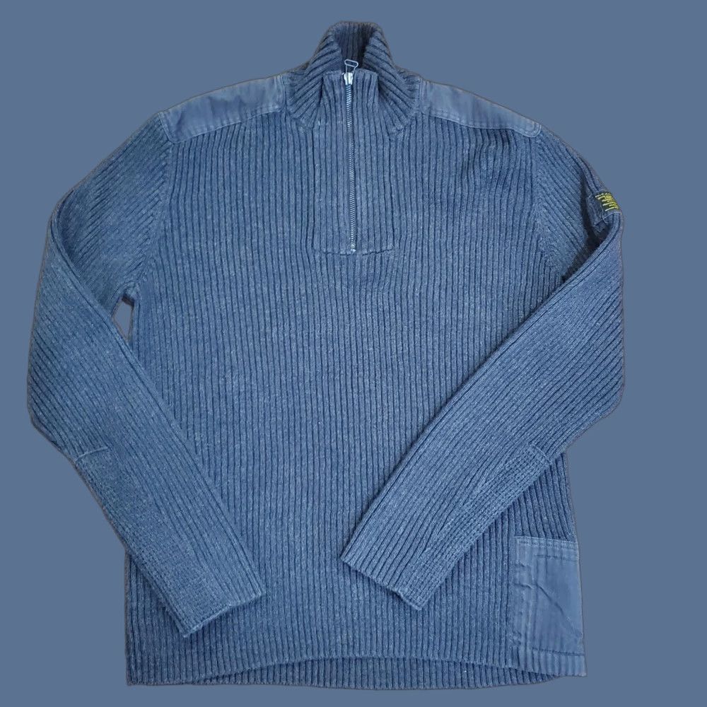 Polo Ralph Lauren Polo Jeans Company Sweater Mens Large Gray Quarter Zip Ribbed Military Pullover Size US L / EU 52-54 / 3 - 1 Thumbnail