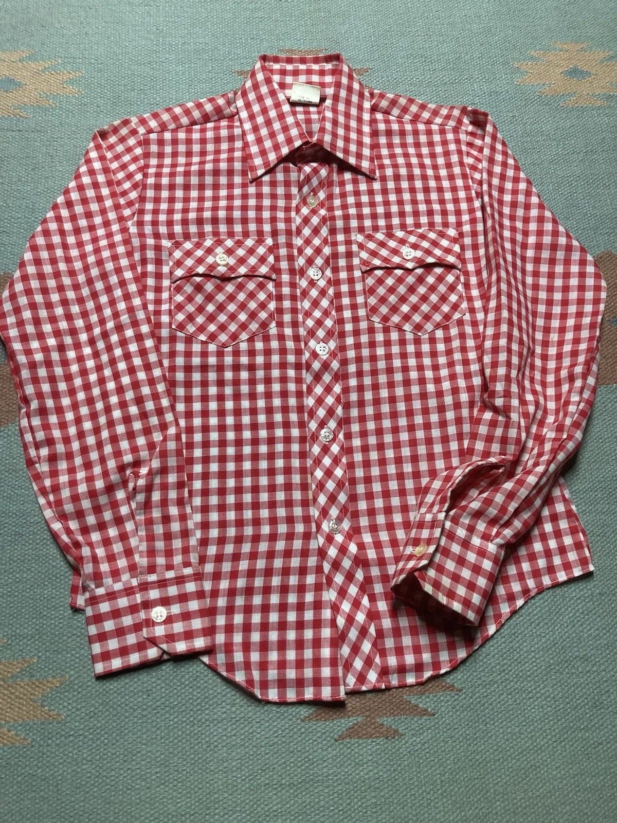 Vintage Vintage 70s shirt sears red checkered boys 12 women’s XS/S Size S / US 4 / IT 40 - 2 Thumbnail