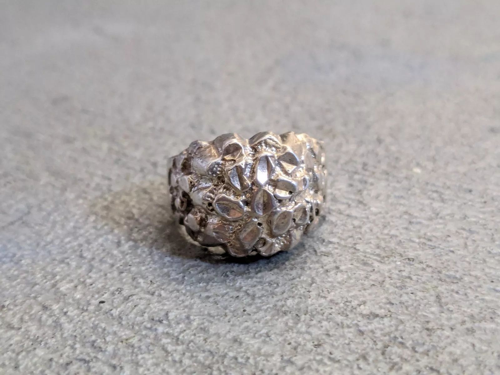 Jewelry Vintage Sterling Silver Nugget 11 Modern Brutalist Dome Size ONE SIZE - 3 Thumbnail