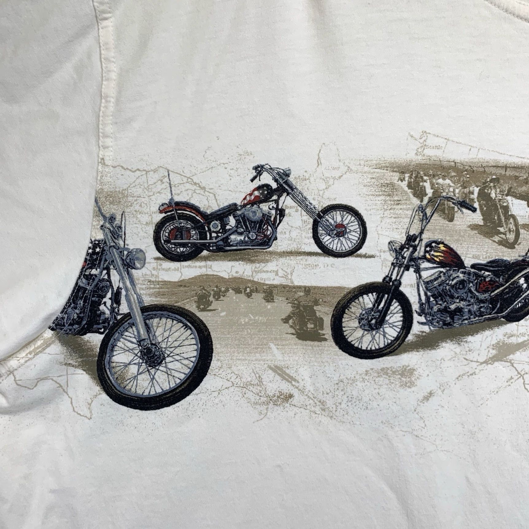 Vintage VINTAGE North River Men's Motorcycle Graphic T-Shirt XL Ivory Crew Neck Short Sleeve Biker All Seasons Heavyweight Size US XL / EU 56 / 4 - 6 Thumbnail