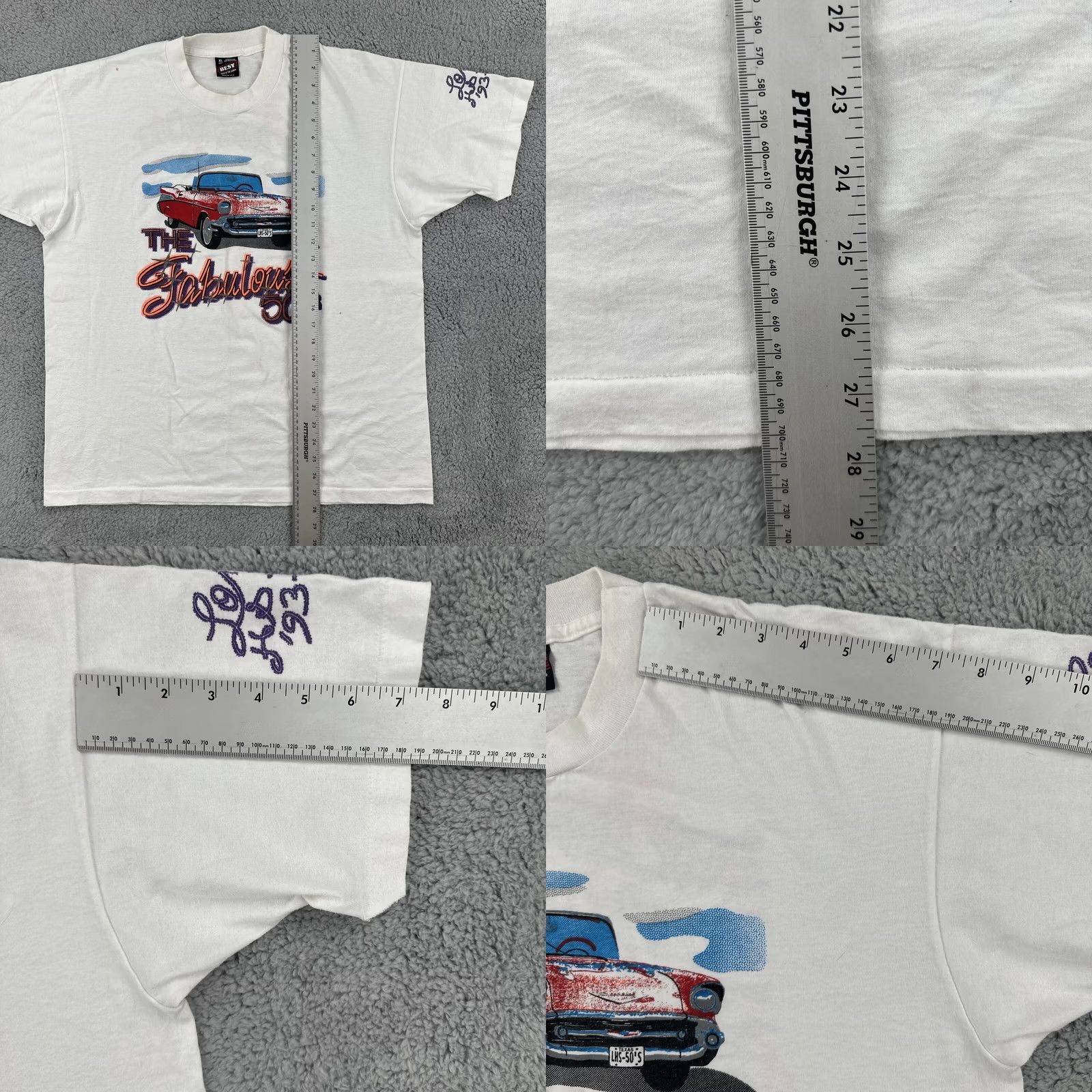 Fruit Of The Loom VINTAGE Fruit of the Loom Best Mens XL Single Stitch White Graphic Print Car T Shirt Size US XL / EU 56 / 4 - 10 Thumbnail