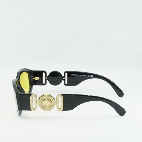 Versace Versace VE4361 GB1/85 Sunglasses Solid Black Oval Frame Size ONE SIZE - 9 Thumbnail