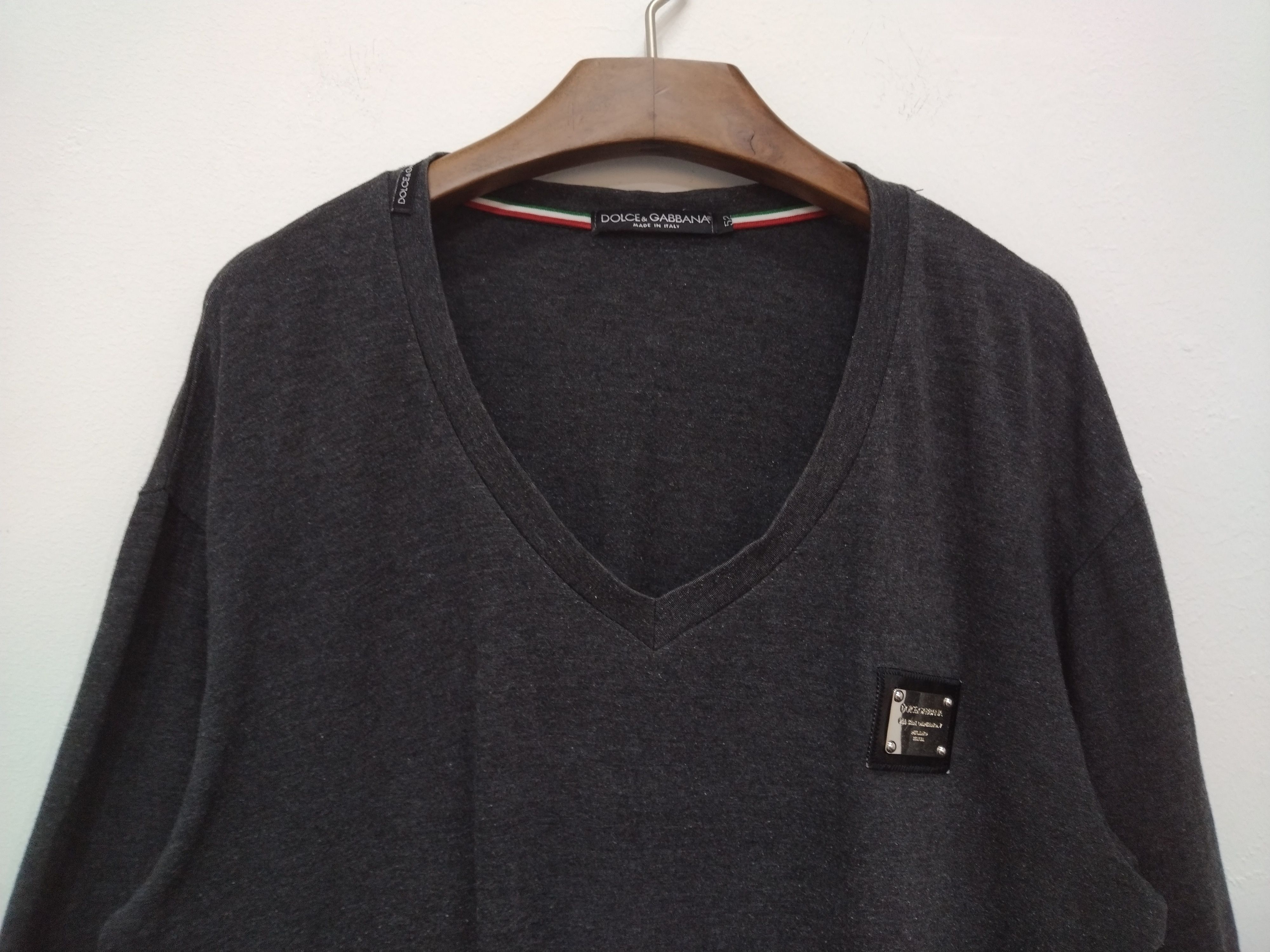Dolce & Gabbana × Vintage Iconic vtg Dolce Gabbana Wool Cotton Longsleeve V Neck Size US L / EU 52-54 / 3 - 5 Thumbnail