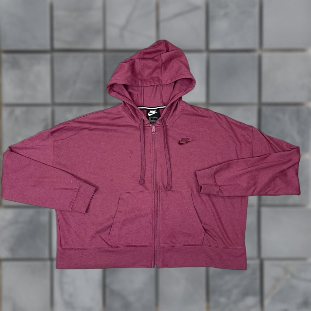 Nike VINTAGE Nike Jacket Womens M Red Burgundy Air Zip Up Cropped Hoodie Casual Workout Size M / US 6-8 / IT 42-44 - 1 Thumbnail