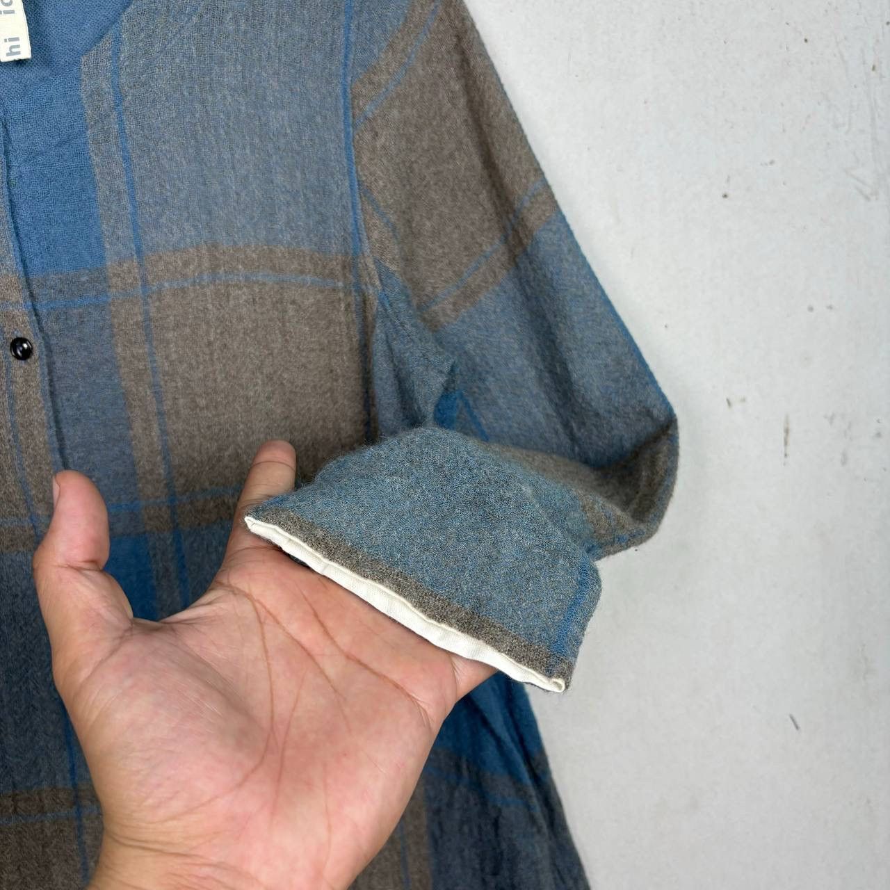Japanese Brand Ichi Japan Wool Check Tunic Dress Lagenlook Mori Grey OS Size S / US 4 / IT 40 - 5 Thumbnail