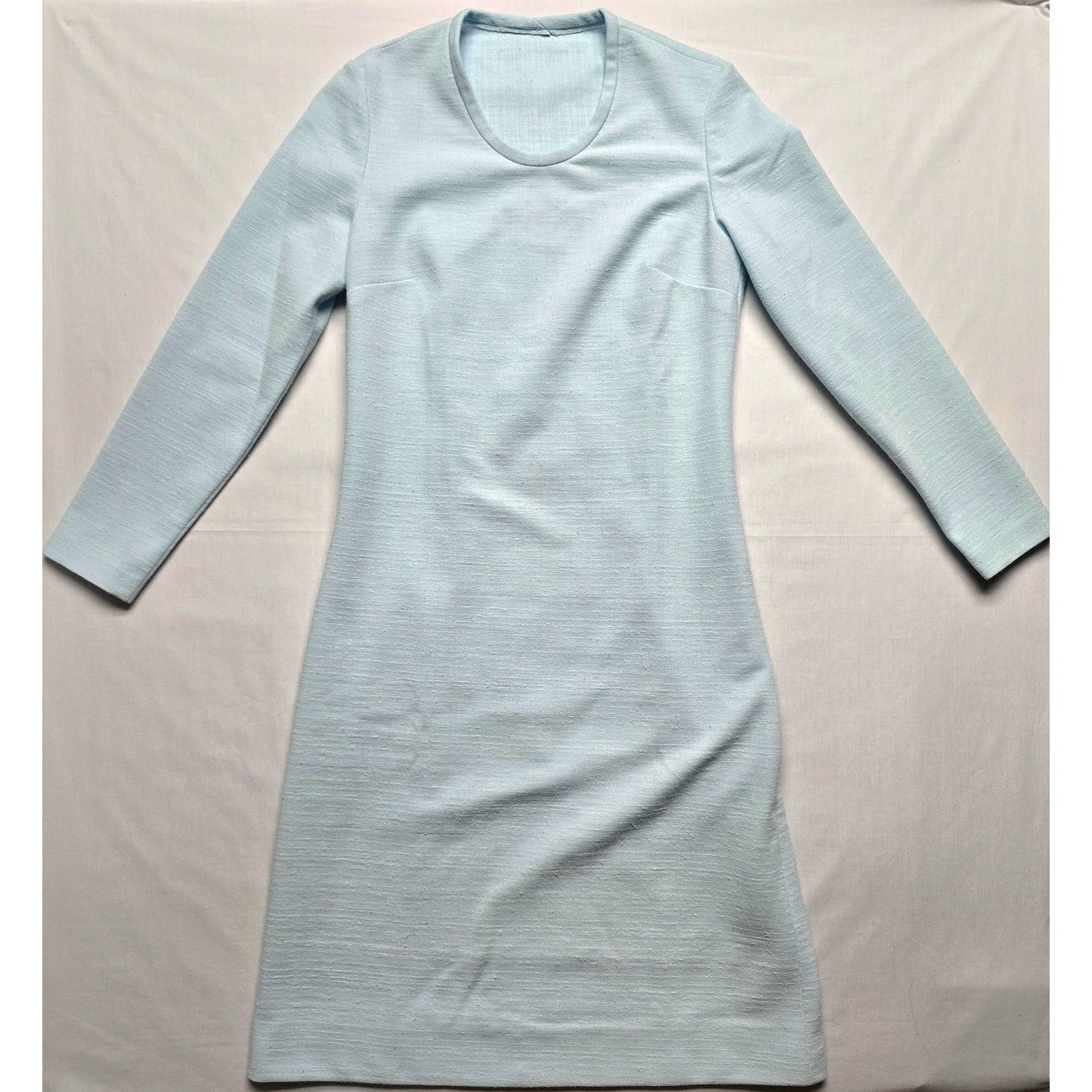 Other Vintage Blue Sheath Dress M Long Sleeve Solid Knee Length Size M / US 6-8 / IT 42-44 - 1 Thumbnail