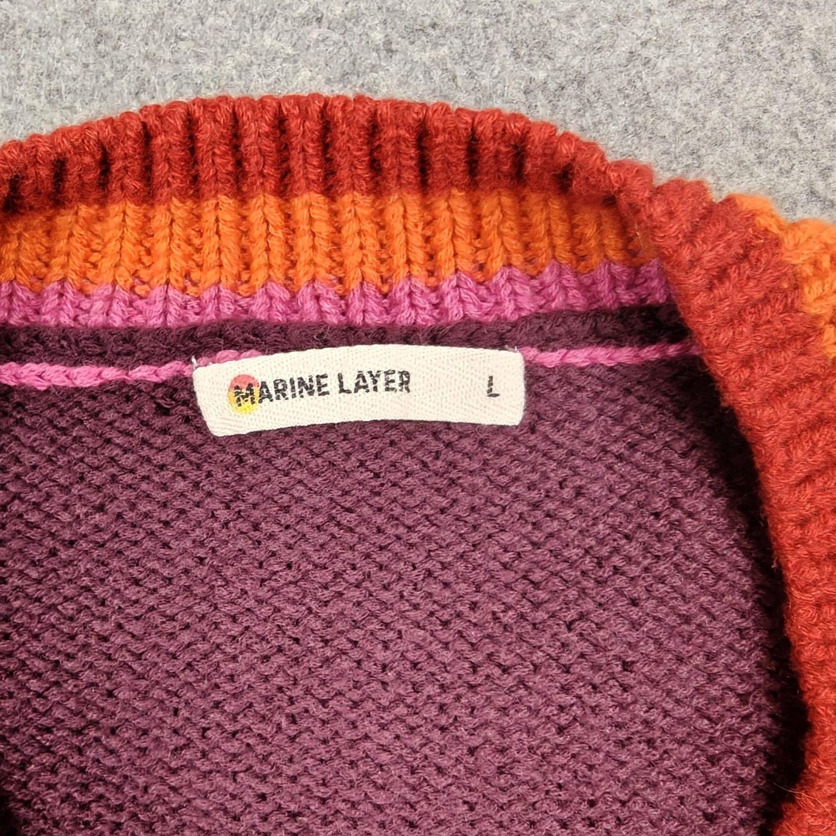 Marine Layer Marine Layer Sweater Womens L Purple V-Neck Colorblock Knit Pullover Size L / US 10 / IT 46 - 3 Thumbnail