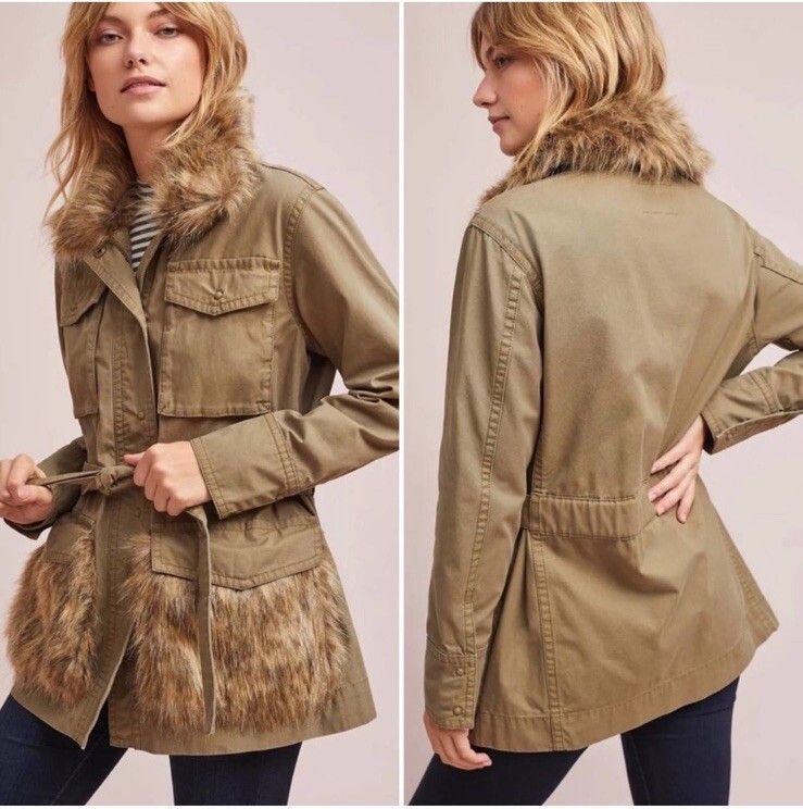 Japanese Brand ANTHROPOLOGIE Faux Fur-Trimmed Field Parka Jacket size xs Size M / US 6-8 / IT 42-44 - 1 Thumbnail