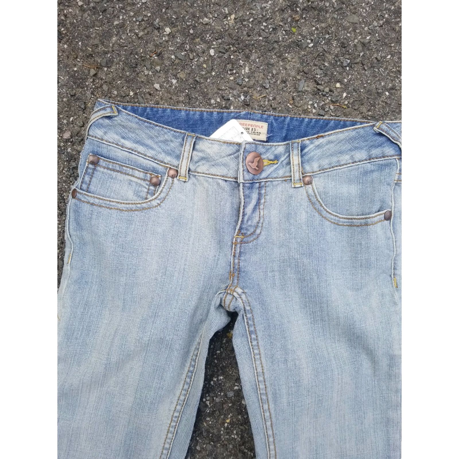 Free People Free People Denim Jeans Blue Regular 25 Women Boho 28x29 Zip Copper Rivets Size 28" / US 6 / IT 42 - 2 Thumbnail