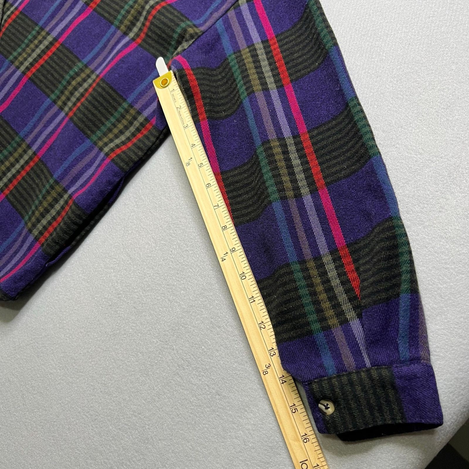 Vintage Vintage 90s Wool Blend Flannel Shirt Mens M/L Purple Plaid Size US L / EU 52-54 / 3 - 10 Thumbnail