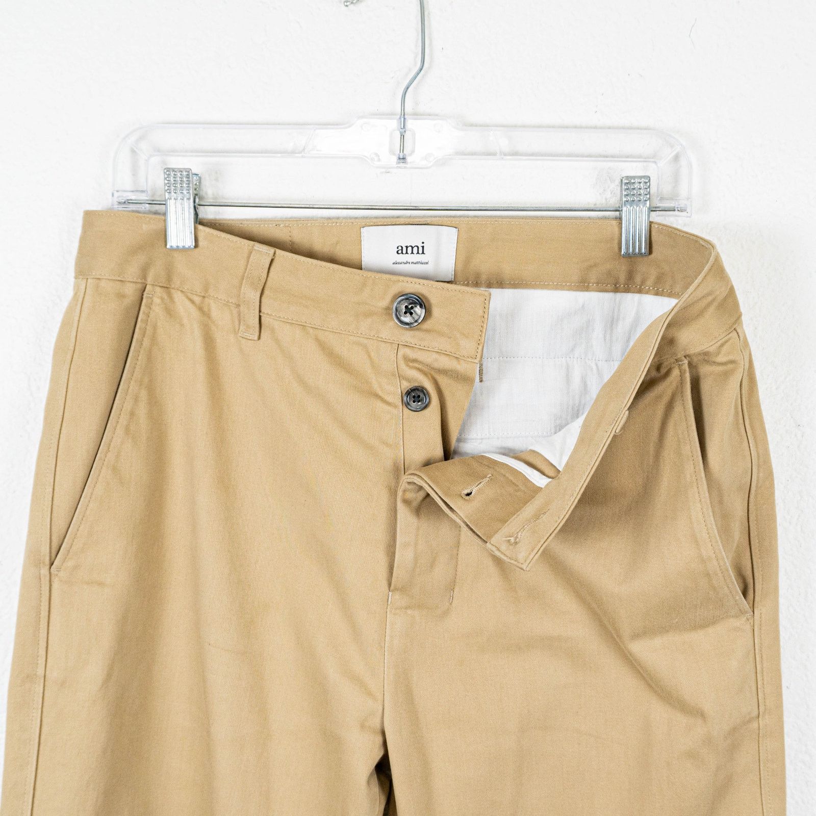 AMI AMI Alexandre Mattiussi Logo Patch Trousers Beige M short Size US 32 / EU 48 - 2 Thumbnail