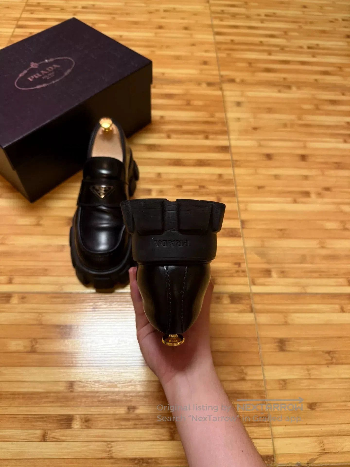 Prada prada black leather platform shoes with logo. Size US 8 / EU 41 - 5 Thumbnail
