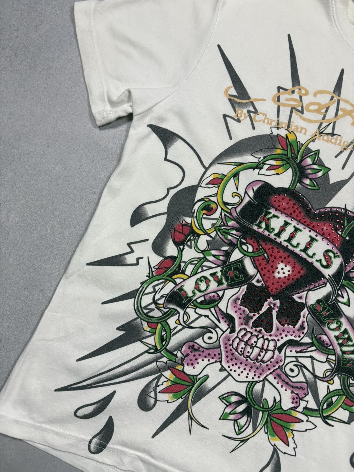 Ed Hardy Ed Hardy Early 2000s “Kills Me Slowly” Rhinestone T-Shirt XL Size US XL / EU 56 / 4 - 4 Thumbnail