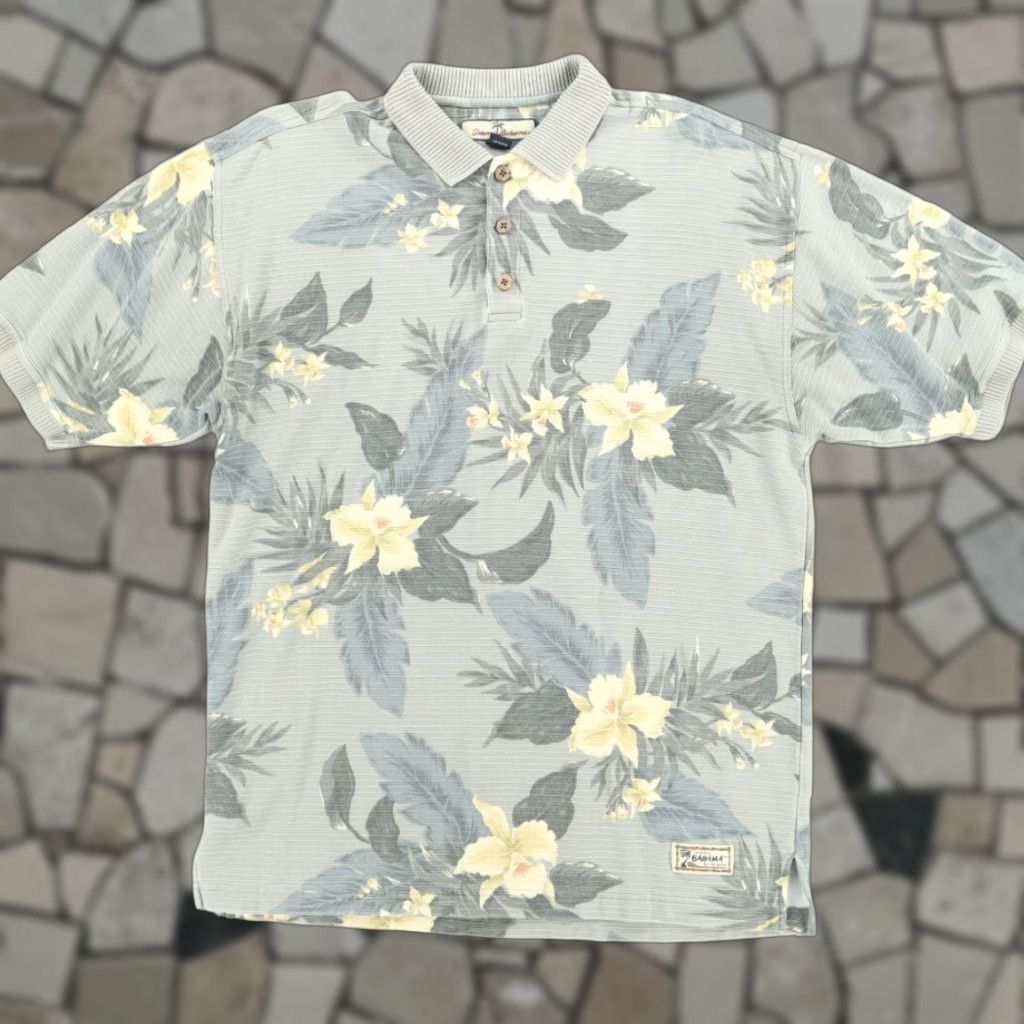 Tommy Bahama VTG Tommy Bahama Polo Shirt Green Floral Silk Micro Terry Men M Shirt Size US M / EU 48-50 / 2 - 1 Thumbnail