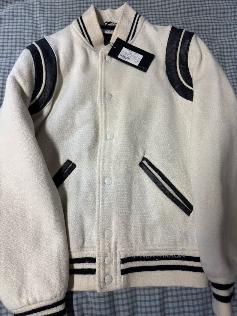 Saint Laurent Paris Saint Laurent Paris White wool blend baseball jacket Size US S / EU 44-46 / 1 - 1 Thumbnail