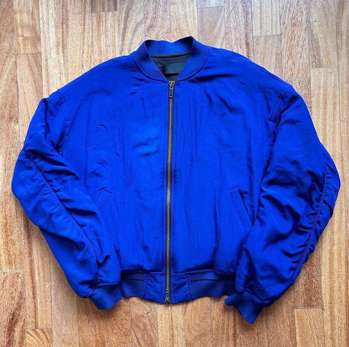 image of Haider Ackermann Silk Bomber in Blue, Men's (Size Small)