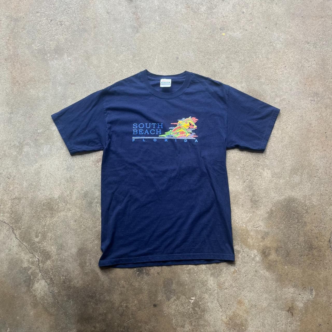 Hanes Hanes dark blue "South Beach Florida" T-shirt Size US M / EU 48-50 / 2 - 1 Thumbnail