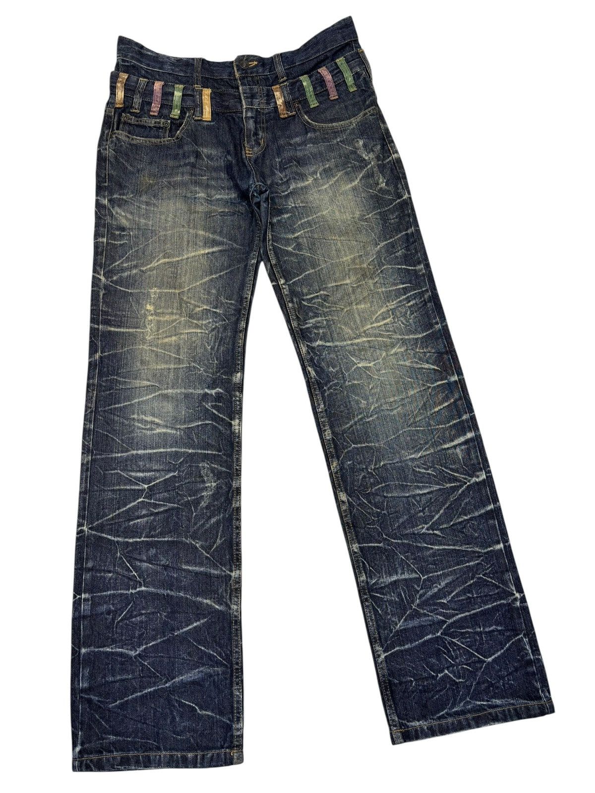 If Six Was Nine 🔥NYLAUS Double Waist Claw Mark Distressed Denim Jeans Size US 32 / EU 48 - 5 Thumbnail
