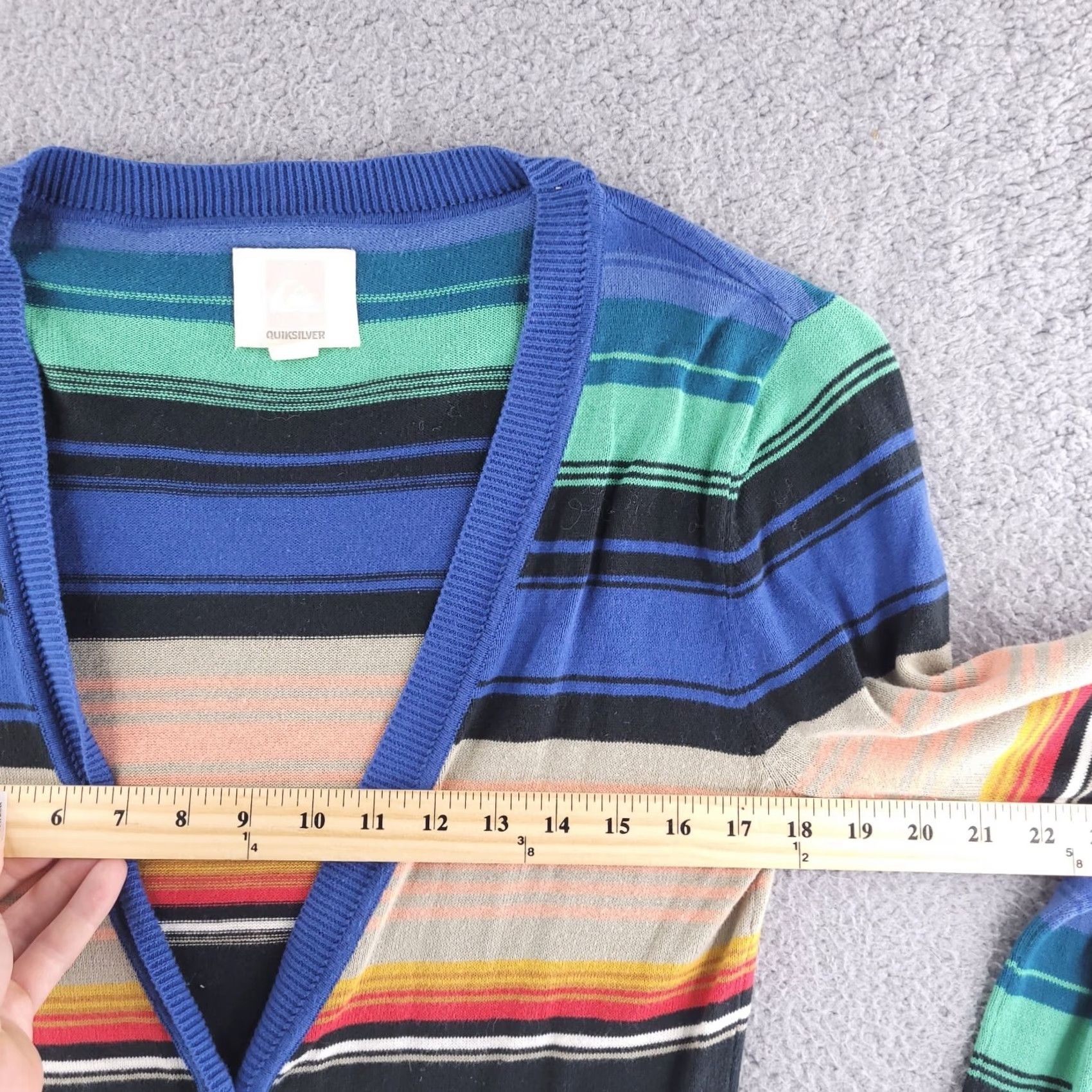 Quiksilver Quiksilver Cardigan Sweater Womens Small Knit Button Front Stripe Multicolor Colorful Long Sleeve Size S / US 4 / IT 40 - 7 Thumbnail
