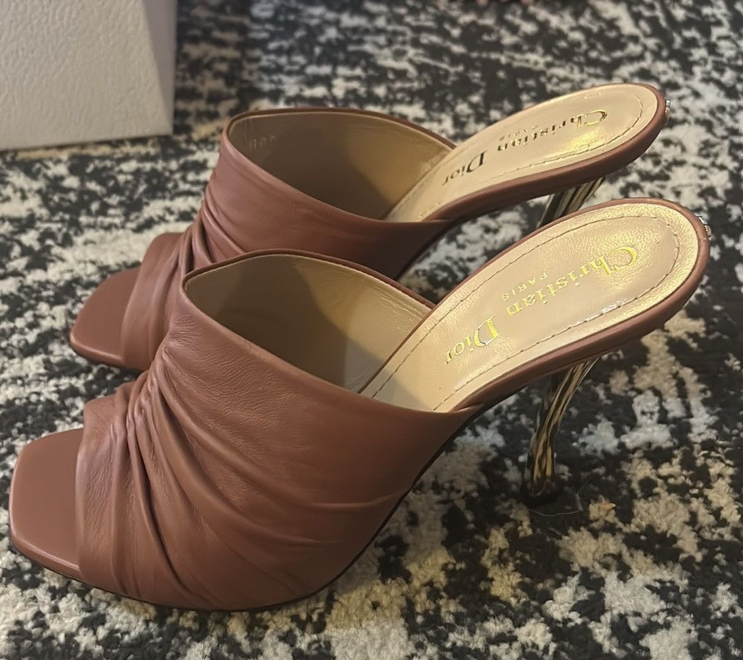 Dior Christian Dior D-Fame Heeled Sandal Rust Colored Lambskin Size US 9.5 / IT 39.5 - 9 Thumbnail
