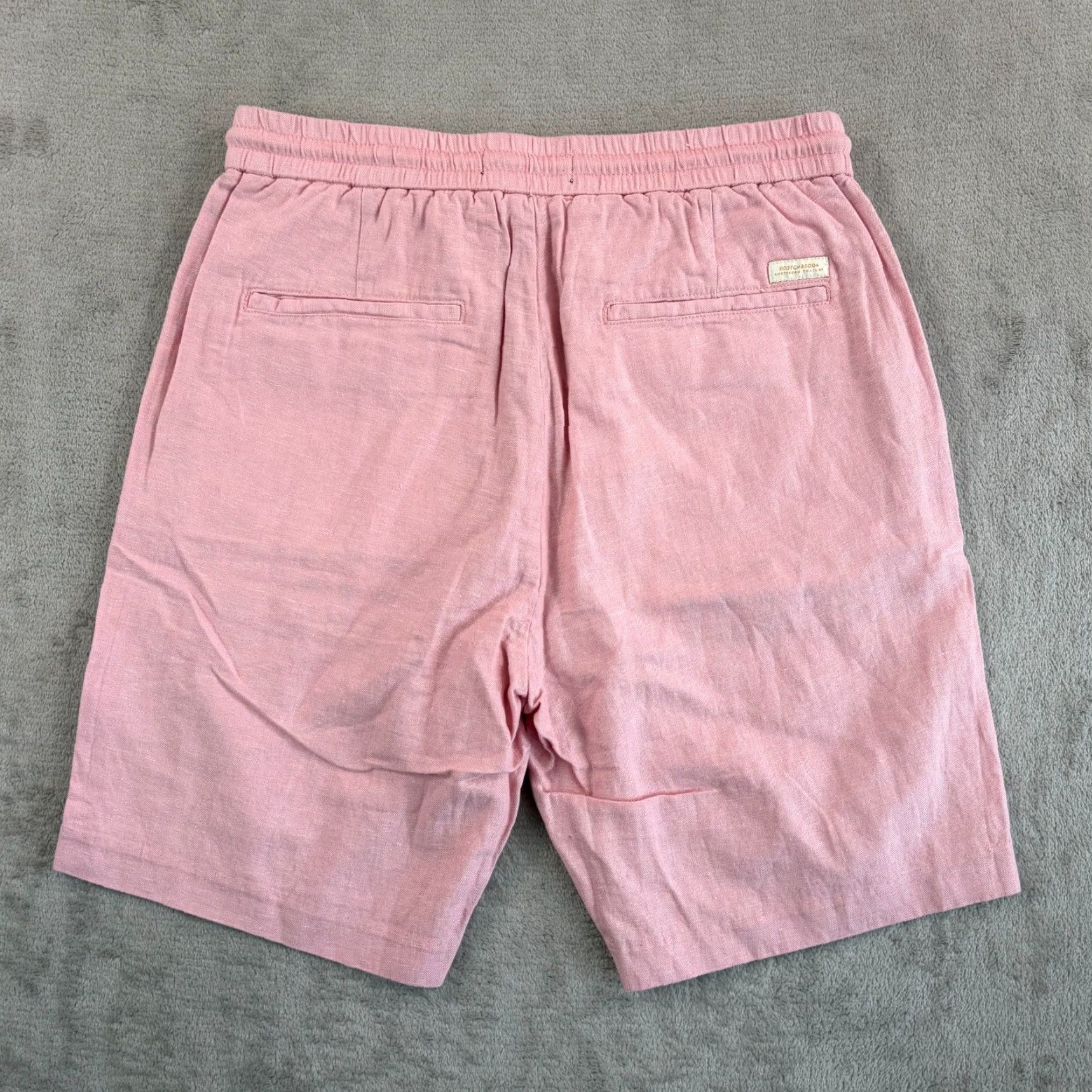 Scotch & Soda Scotch & Soda Fave Linen Blend Shorts Men 29 Elastic Waist Drawcord Pink Chino Pocket Shorts 8in Inseam Regular Fit Varsity Preppy NWT Size US 29 - 5 Thumbnail