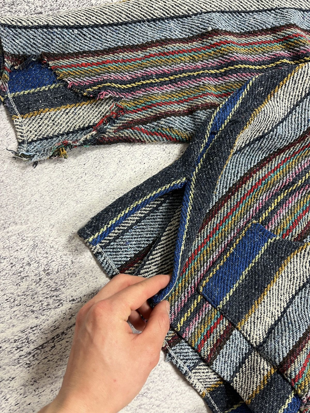 Japanese Brand × Vintage Vintage 90’s Navajo Style Cable Knit Patchwork Hoodie Rare Size US L / EU 52-54 / 3 - 9 Thumbnail