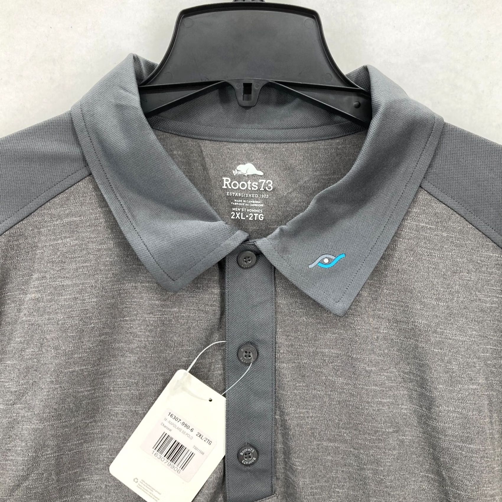 Roots Roots 73 Rapid Lake SS Polo Shirt Mens 2XL Charcoal Gray Forescout Logo NWT Size US XXL / EU 58 / 5 - 4 Thumbnail